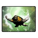 Wonderful Sea Turtle With Bubbles Double Sided Fleece Blanket (Small)  45 x34  Blanket Back