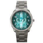 Snowboarder With Snowboard Sport Metal Watches