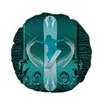 Snowboarder With Snowboard Standard 15  Premium Round Cushions