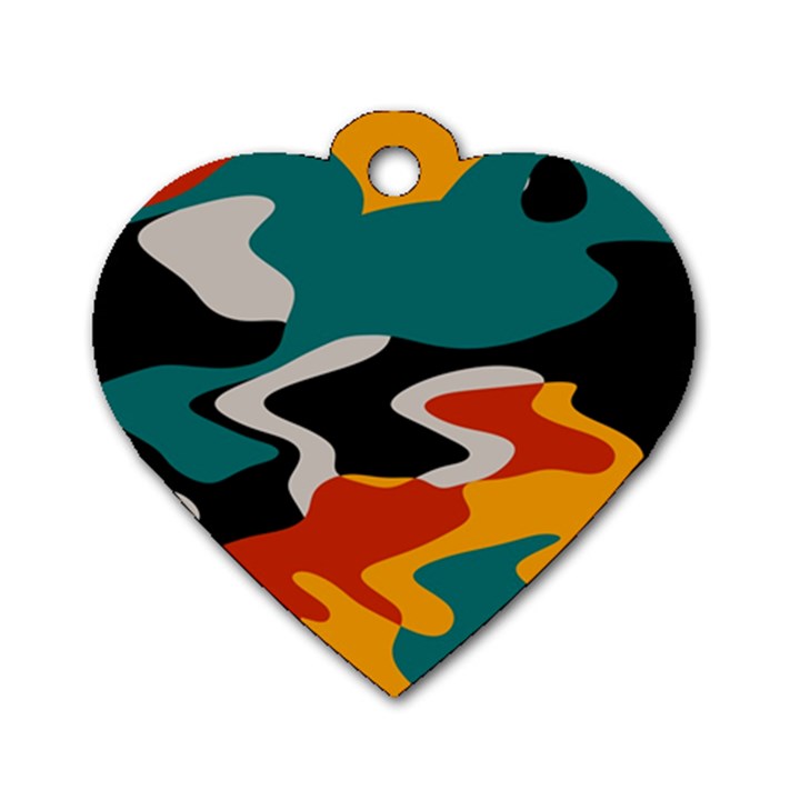 Misc shapes in retro colors Dog Tag Heart (Two Sides)