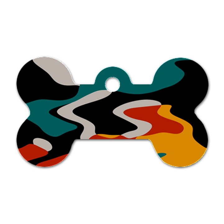 Misc shapes in retro colors Dog Tag Bone (Two Sides)