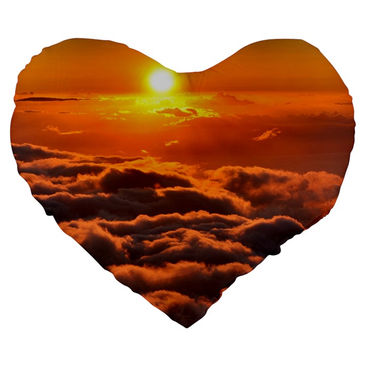 SUNSET OVER CLOUDS Large 19  Premium Heart Shape Cushions