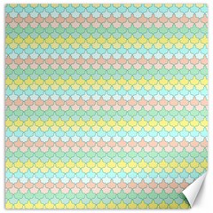 Scallop Repeat Pattern In Miami Pastel Aqua, Pink, Mint And Lemon Canvas 16  X 16  