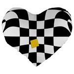 Dropout Yellow Black And White Distorted Check Large 19  Premium Heart Shape Cushions Back
