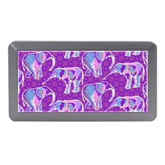 Cute Violet Elephants Pattern Memory Card Reader (mini)