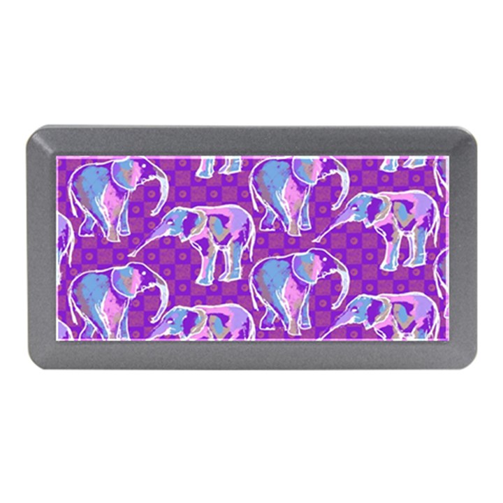 Cute Violet Elephants Pattern Memory Card Reader (Mini)