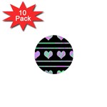 Pastel harts pattern 1  Mini Buttons (10 pack) 