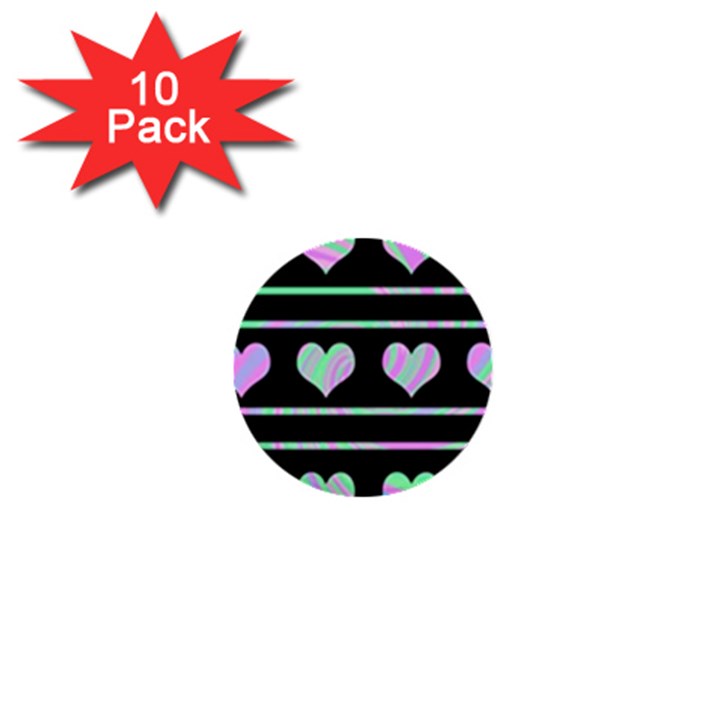 Pastel harts pattern 1  Mini Buttons (10 pack) 