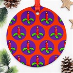 Christmas Candles Seamless Pattern Ornament (Round) 