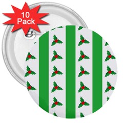Holly 3  Buttons (10 Pack) 