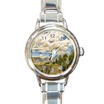Valley And Andes Range Mountains Latacunga Ecuador Round Italian Charm Watch