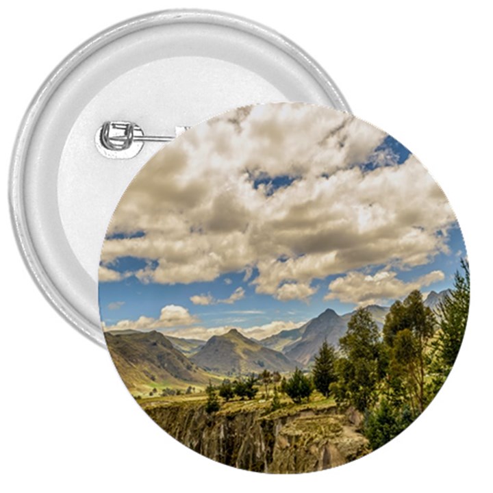 Valley And Andes Range Mountains Latacunga Ecuador 3  Buttons