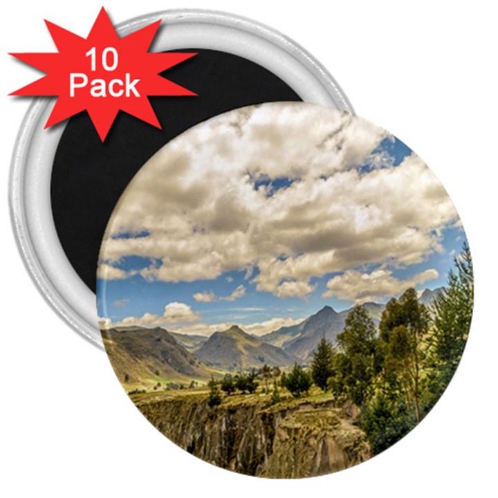 Valley And Andes Range Mountains Latacunga Ecuador 3  Magnets (10 pack) 