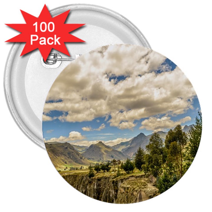 Valley And Andes Range Mountains Latacunga Ecuador 3  Buttons (100 pack) 