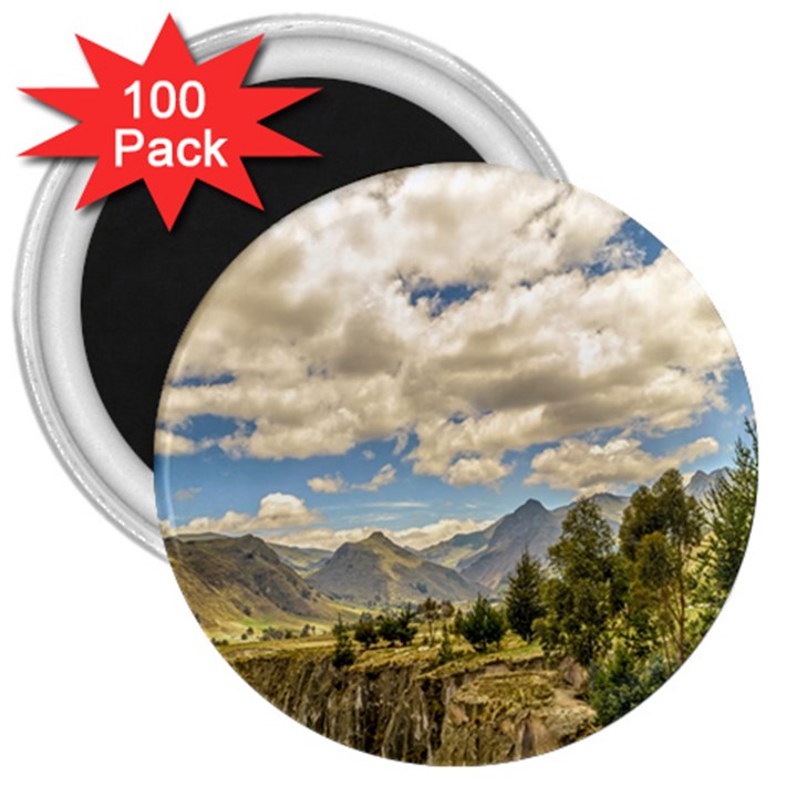 Valley And Andes Range Mountains Latacunga Ecuador 3  Magnets (100 pack)