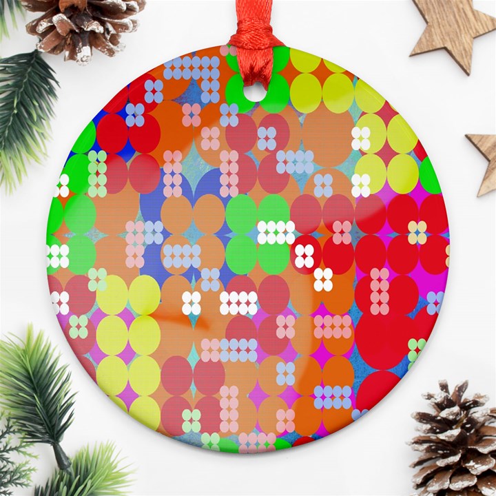 Abstract Polka Dot Pattern Round Ornament (Two Sides)