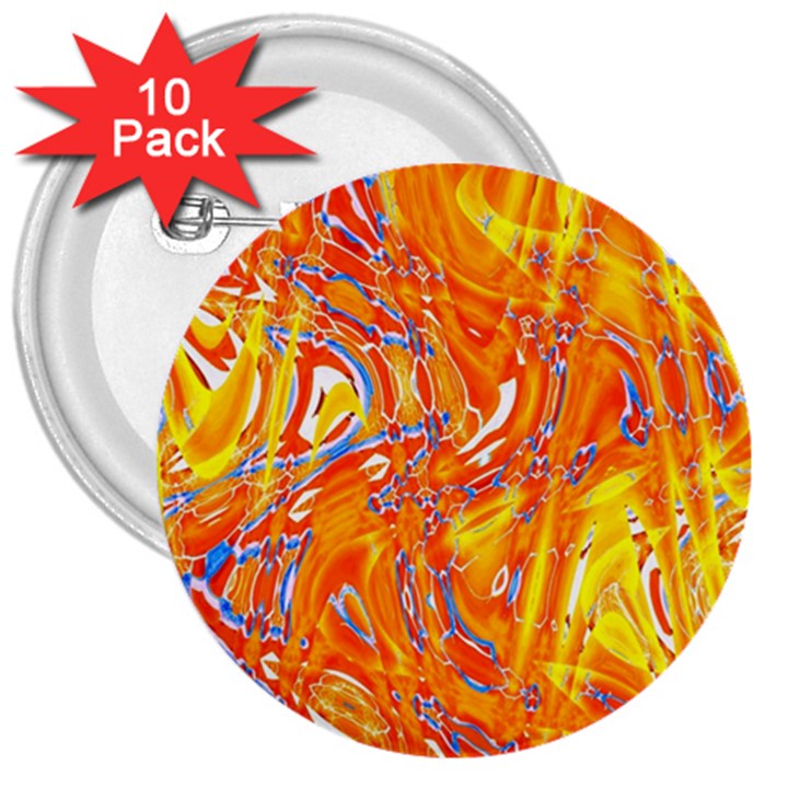 Crazy Patterns In Yellow 3  Buttons (10 pack) 