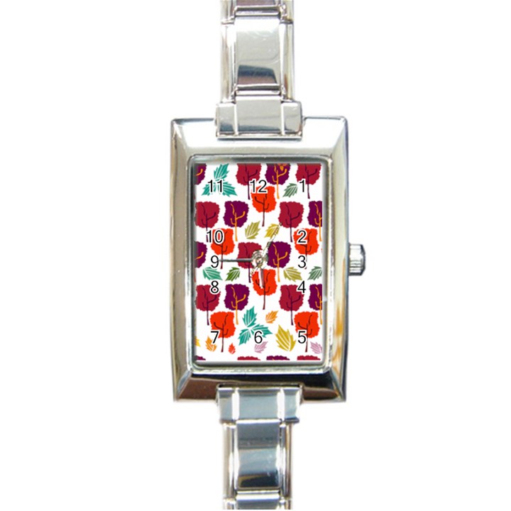Tree Pattern Background Rectangle Italian Charm Watch