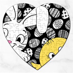 Easter Bunny And Chick  Jigsaw Puzzle (heart)