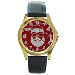 Ugly Christmas Sweater Round Gold Metal Watch