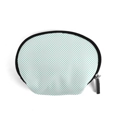 Tiffany Aqua Blue Candy Polkadot Hearts On White Accessory Pouches (small) 