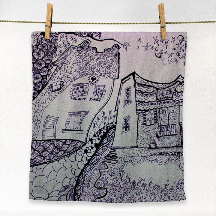 Doodle Drawing Texture Style Face Towel