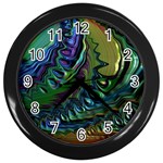 Fractal Art Background Image Wall Clocks (Black)