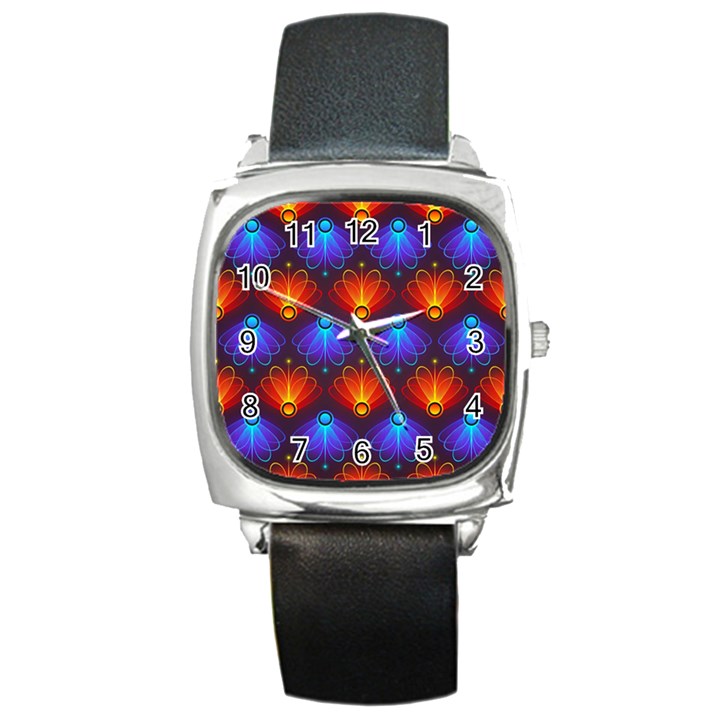 Background Colorful Abstract Square Metal Watch