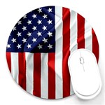 American Usa Flag Vertical Round Mousepads
