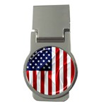 American Usa Flag Vertical Money Clips (Round) 