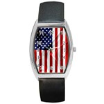 American Usa Flag Vertical Barrel Style Metal Watch