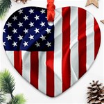 American Usa Flag Vertical Heart Ornament (Two Sides)