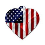 American Usa Flag Vertical Dog Tag Heart (Two Sides)