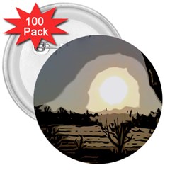 Sunrise Over The Plains 3  Buttons (100 Pack) 