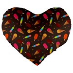 Ice Cream Pattern Seamless Large 19  Premium Flano Heart Shape Cushions