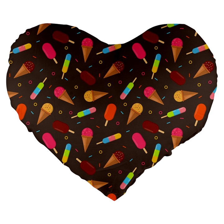 Ice Cream Pattern Seamless Large 19  Premium Flano Heart Shape Cushions