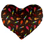 Ice Cream Pattern Seamless Large 19  Premium Flano Heart Shape Cushions Back