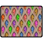 Abstract Background Colorful Leaves Fleece Blanket (Large) 