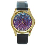 Tile Background Image Pattern 3d Round Gold Metal Watch