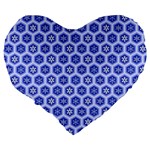 Hexagonal Pattern Unidirectional Blue Large 19  Premium Flano Heart Shape Cushions Back