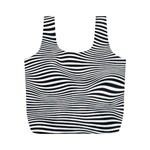 Retro Psychedelic Waves pattern 80s Black and White Full Print Recycle Bag (M) Back