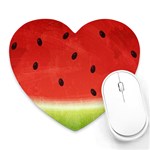 Juicy Paint texture Watermelon red and green watercolor Heart Mousepads