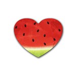 Juicy Paint texture Watermelon red and green watercolor Heart Coaster (4 pack) 