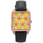 Background Abstract Pattern Texture Rose Gold Leather Watch 