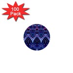 Blue Elegance Elaborate Fractal Fashion 1  Mini Buttons (100 pack) 