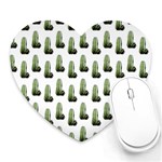 Cactus White Pattern Heart Mousepads