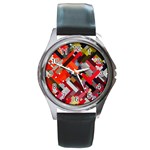 Maze Abstract Texture Rainbow Round Metal Watch