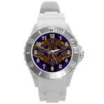 Abstract Art Artwork Fractal Round Plastic Sport Watch (L)