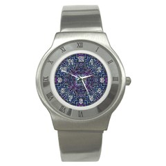 Pattern Fire Purple Repeating Stainless Steel Watch