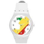 Congo Flag Map Geography Outline Round Plastic Sport Watch (M)